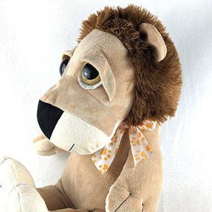 Walmart Large Lion Plush Big Hooded Eyes Neck Ribbon Orange Pawprints Tan Brown